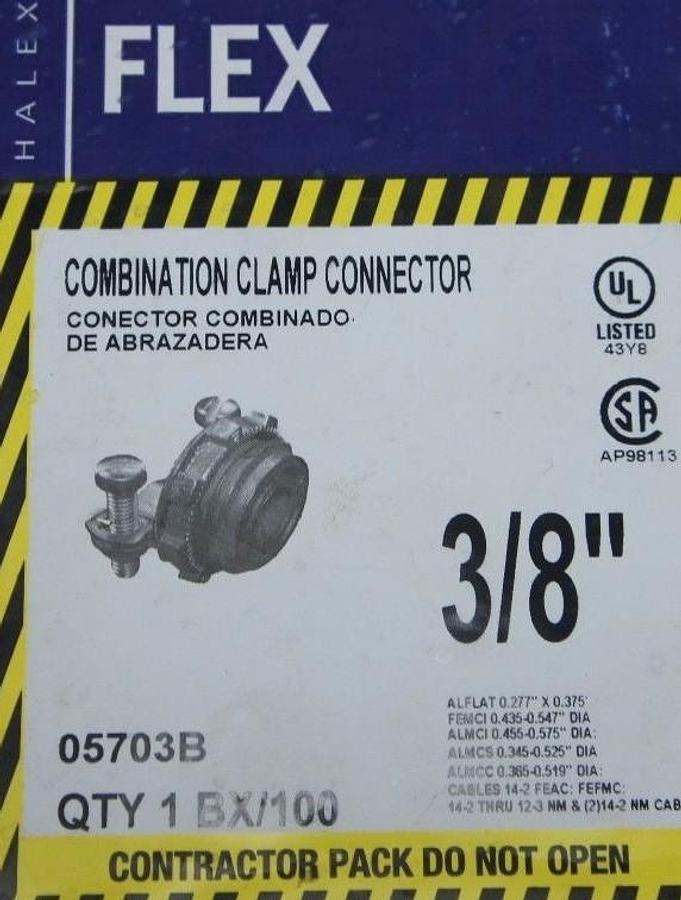 Used BOX OF 61 NEW HALEX 05703B COMNINATION CLAMP CONNECTORS 3/8"