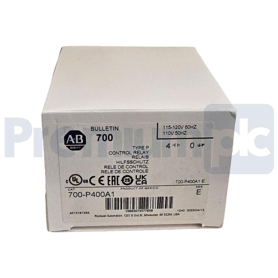 Used Allen-Bradley 700-P400A1 /E Type P Control Relay 110/120V AC Coil, 4 N.O. NSMP