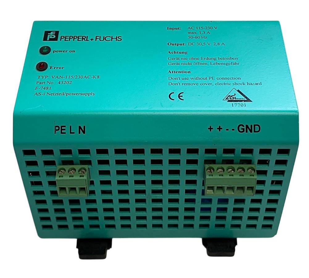 Used PEPPERL+FUCHS VAN-115/230AC-K8 / 43202 POWER SUPPLY 115-230VAC 1.3A INPUT USNP