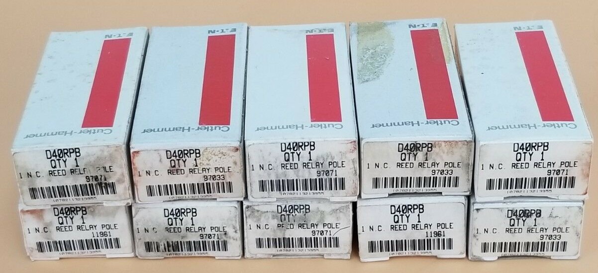 LOT OF 10 NIB EATON CUTLER HAMMER D40RPB REED RELAYS 1 N.C.