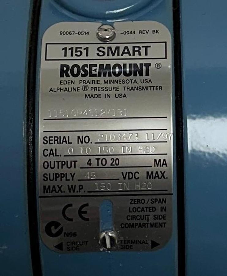 Used ROSEMOUNT 1151GP4S12M1B1 MODEL 1151 SMART PRESSURE LEVEL TRANSMITTER 45VDC NSMP