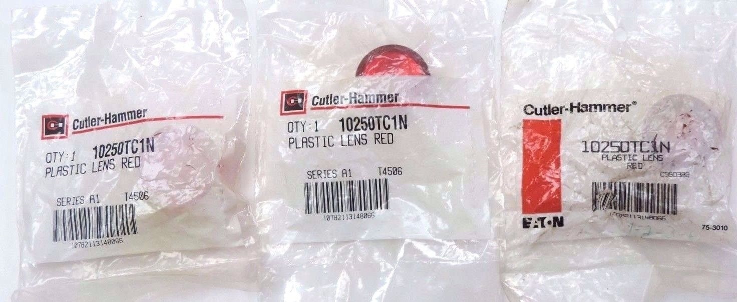 LOT OF 3 NEW CUTLER-HAMMER 10250TC1N PLASTIC LENSES RED SER. A1