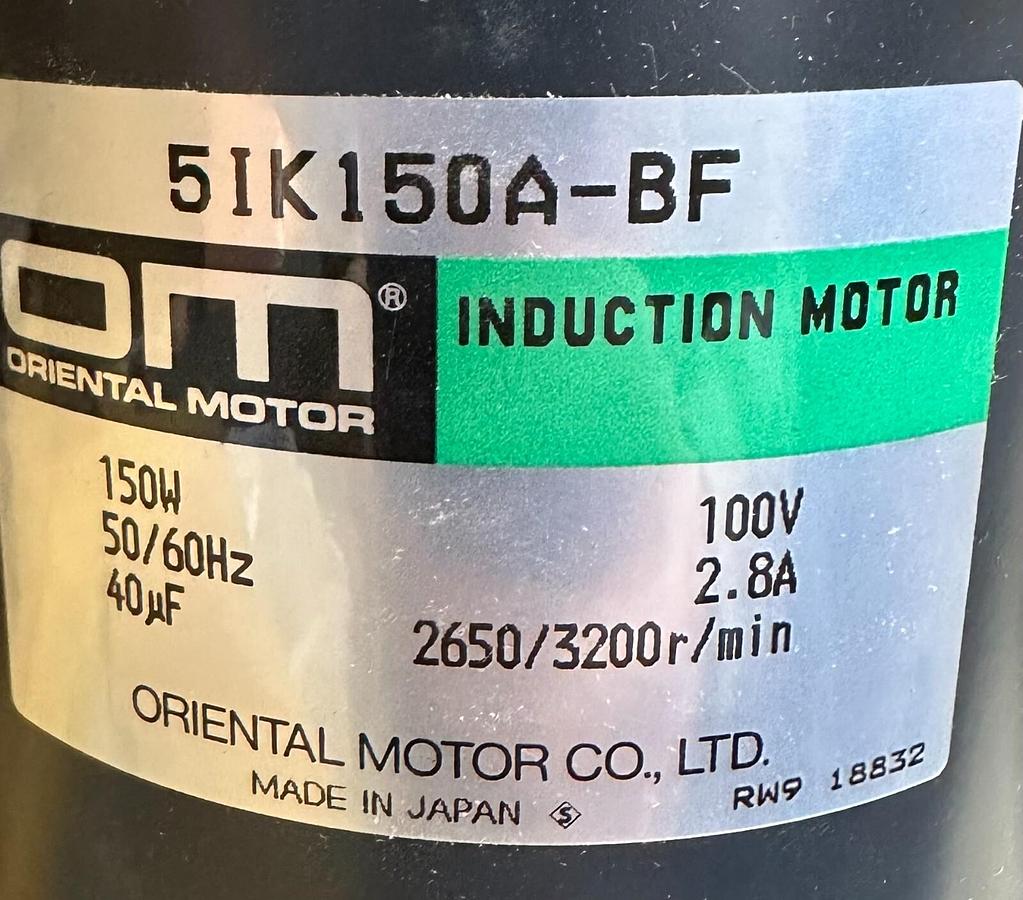 Used NEW ORIENTAL MOTOR 5IK150A-BF / 5IK150ABF INDUCTION MOTOR 150W 50/60Hz