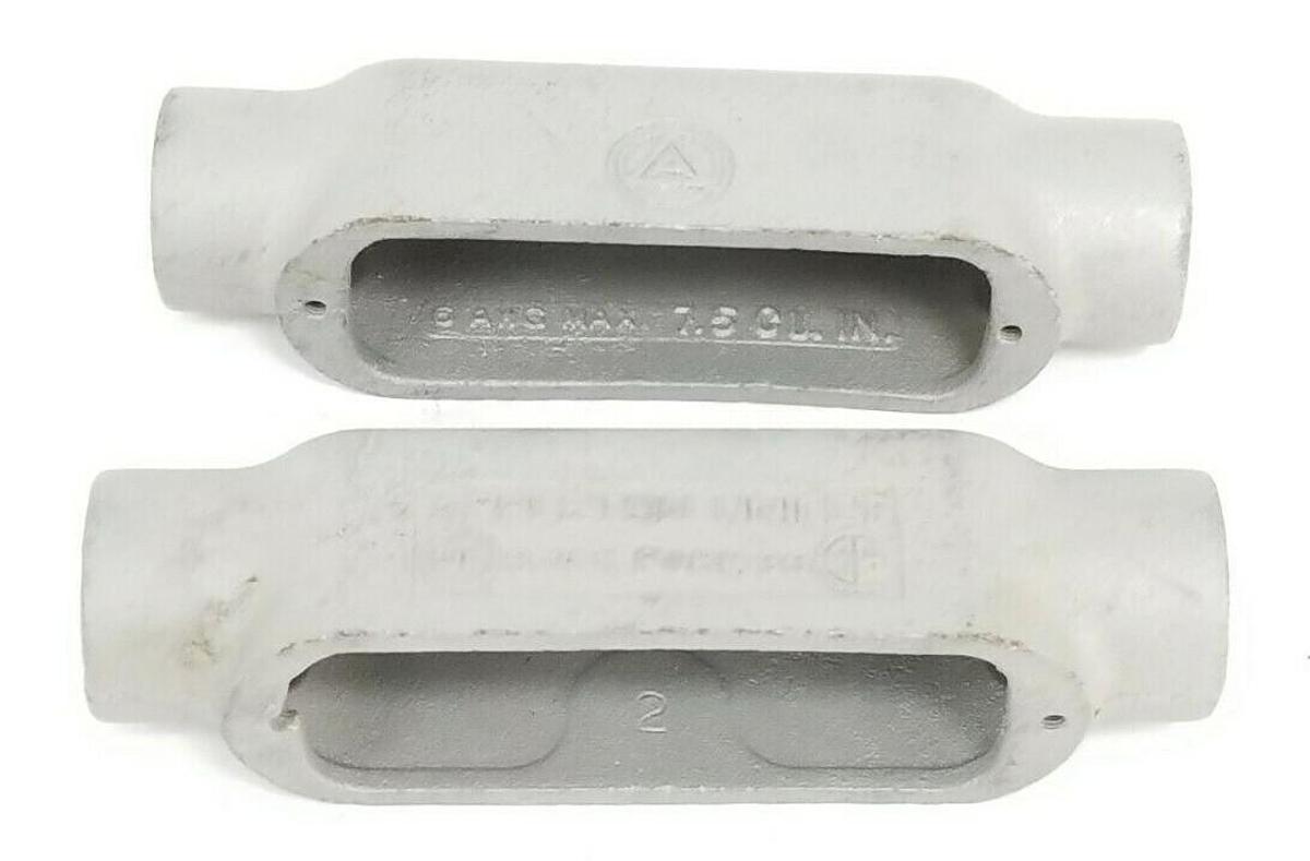 Used LOT OF 2 NEW APPLETON UNILET 3/4" FORM 35 ELBOW ENCLOSURES 6 AWG MAX, 7.5 CU IN