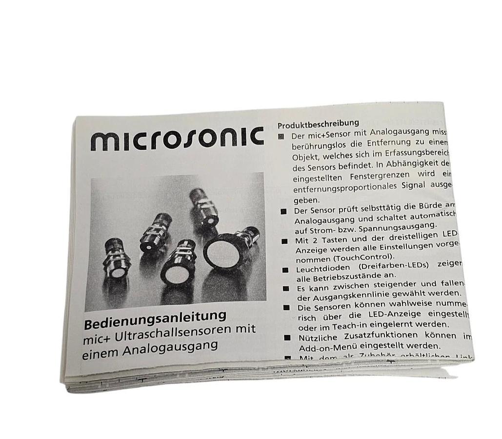 Used NEW MICROSONIC MIC+25/IU/TC ULTRASONIC SENSOR CH.-NR.: 1793700