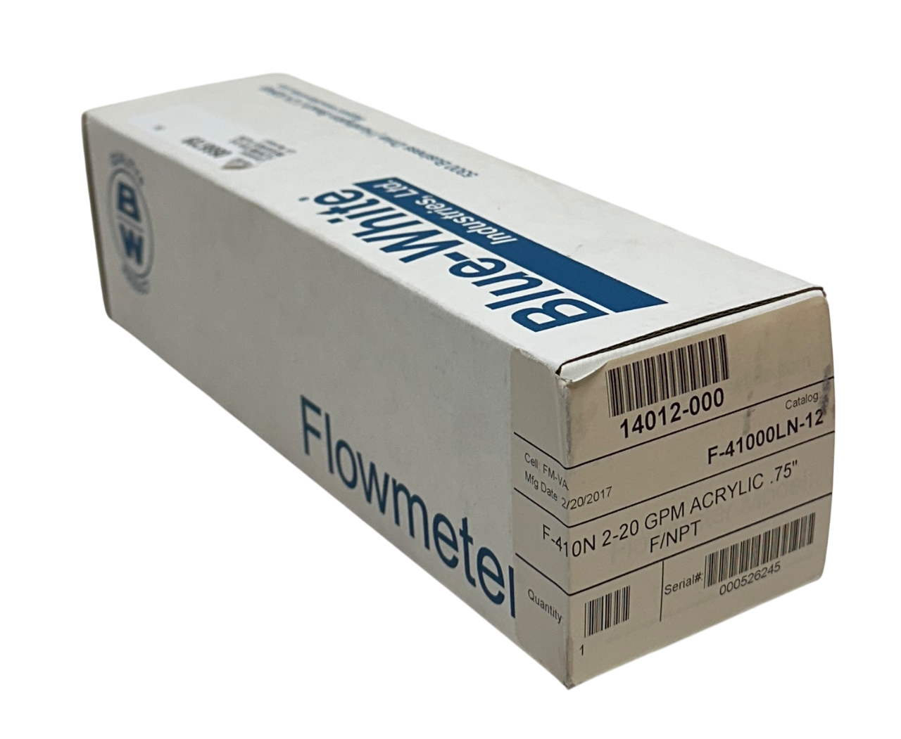 Used BLUE-WHITE INDUSTRIES F-41000LN-12 / F41000LN12 GPM FLOW METER F-410N 3/4'' NSMP