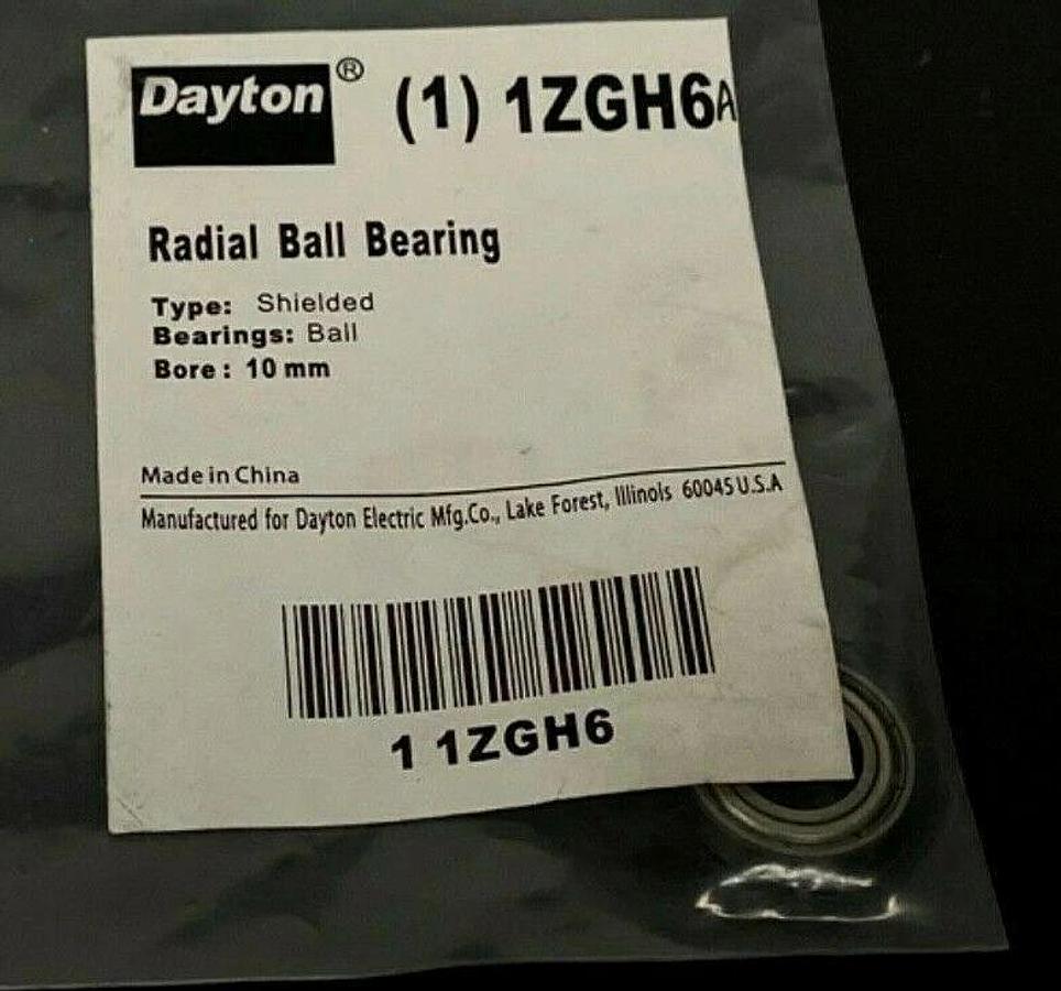 Used LOT OF 3 NEW DAYTON 1ZGH6A RADIAL BALL BEARINGS 10MM SHIELDED 1ZGH6