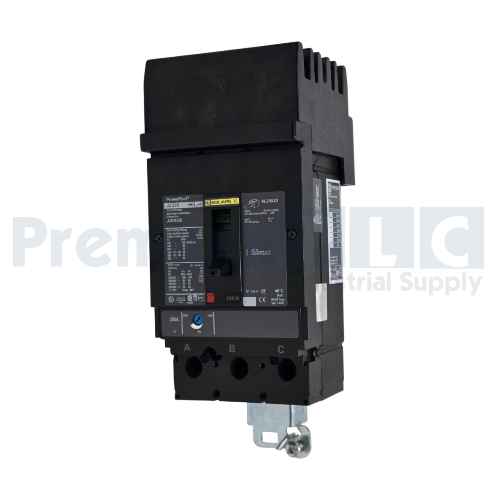 Used SQUARE D JJA36250 PowerPact JJ 250 CIRCUIT BREAKER 250A, 3-POLE, 600VAC NSNP