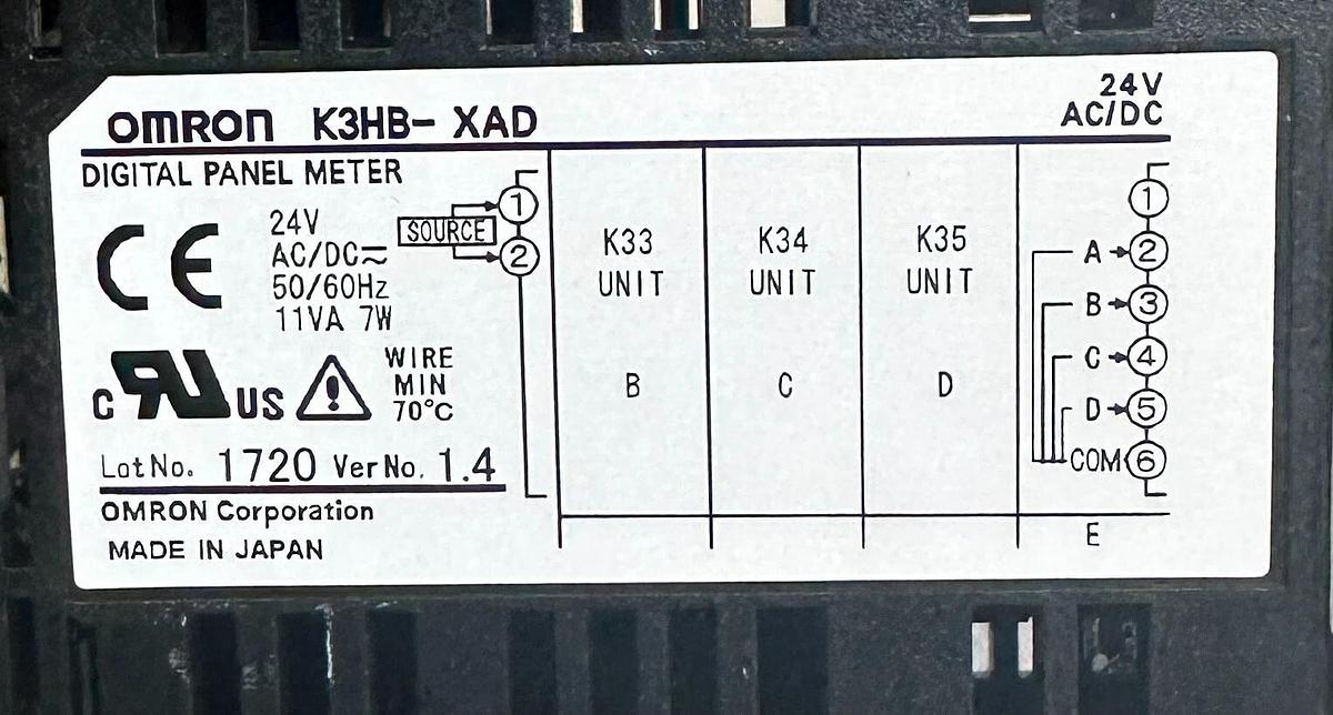 Used OMRON K3HB-XAD / K3HBXAD DIGITAL PANEL METER 24V AC/DC 50/60Hz