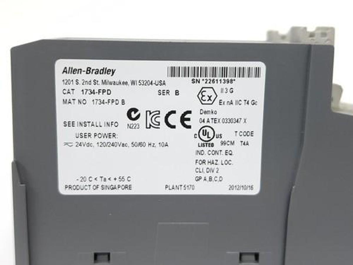 Used LOT OF 2 ALLEN BRADLEY 1734-FPD SER. B FIELD POWER DISTRIBUTOR MODULES