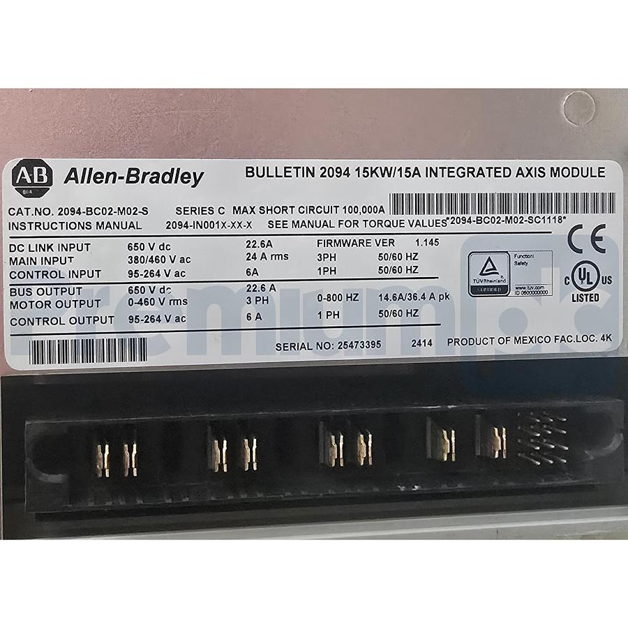 Used Surplus Allen Bradley 2094-BC02-M02-S /C Kinetix 6000 Axis Module 15kW/15A 1.145