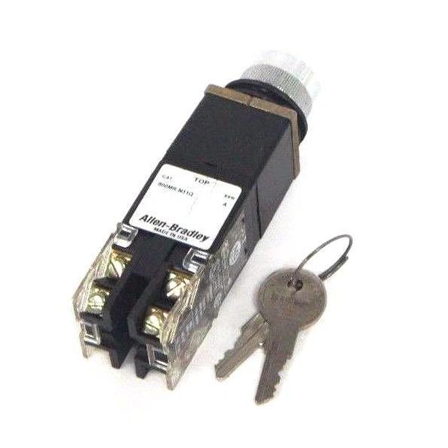 Used NIB ALLEN BRADLEY 800MR-N31QBK SMALL ROUND SELECTOR SWITCH SER. C W/ KEYS