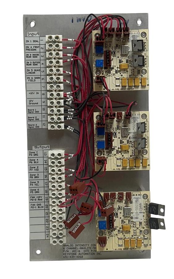 Used KEYSTONE AUTOMATION HTI AIC-6 / 0330848 ANALOG INTENSITY CONTROL ASSY 6-CH USNP