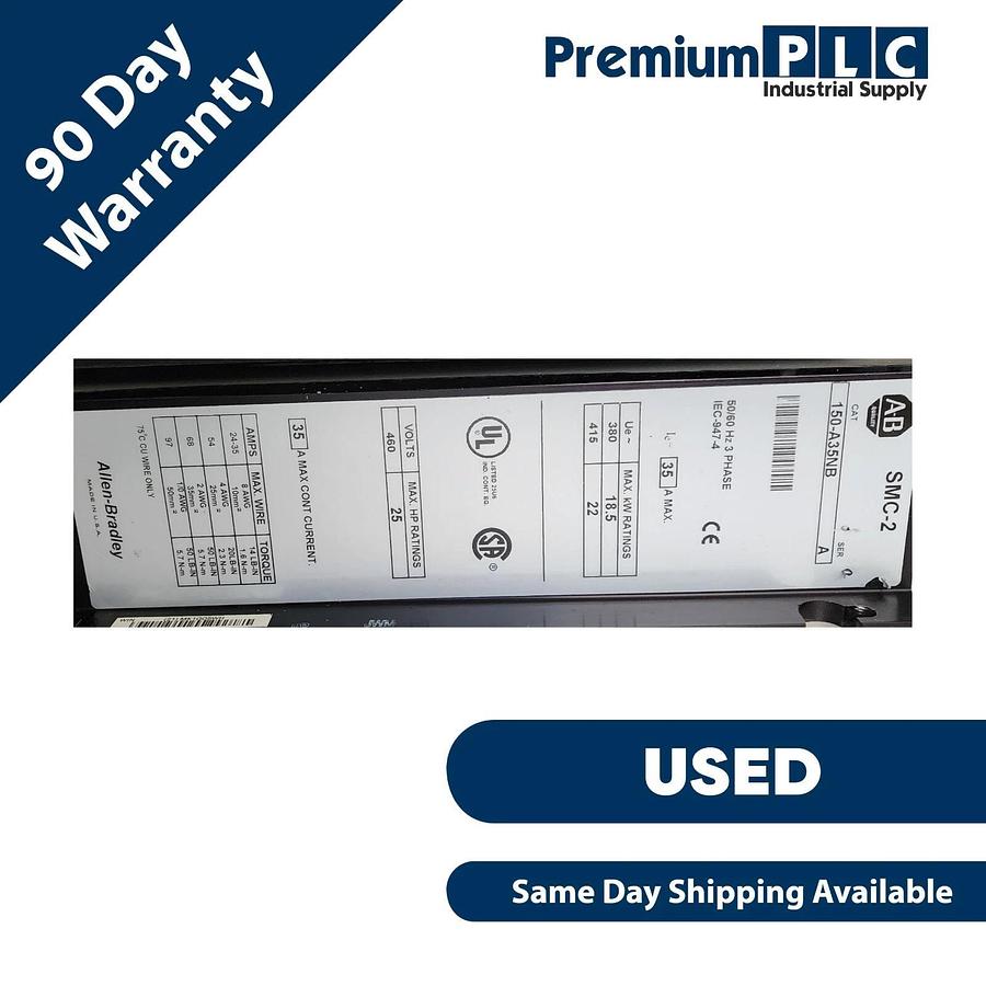 Used USED ALLEN BRADLEY 150-A35NB /A SMC-2 SMART MOTOR CONTROLLER W/ (2) 150-N84P