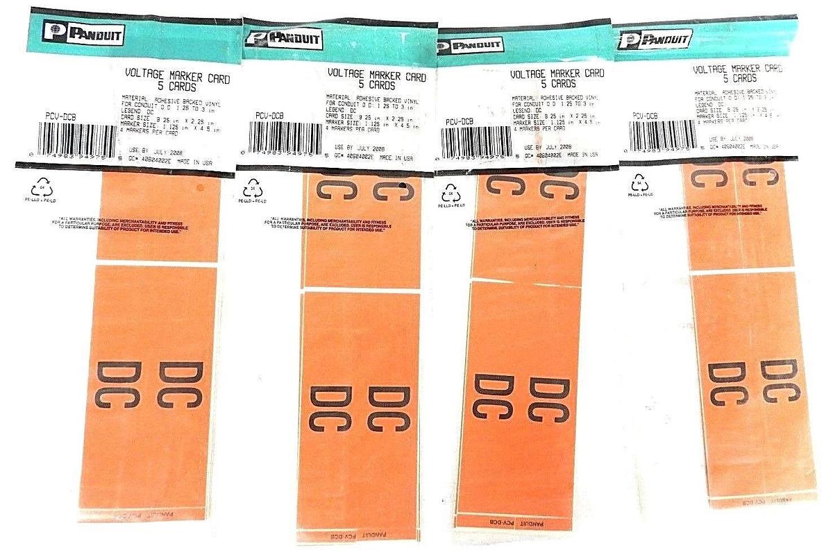 Used LOT OF 4 NEW PANDUIT PCV-DCB VOLTAGE MARKER CARD DC 4/CARD 5/PACK
