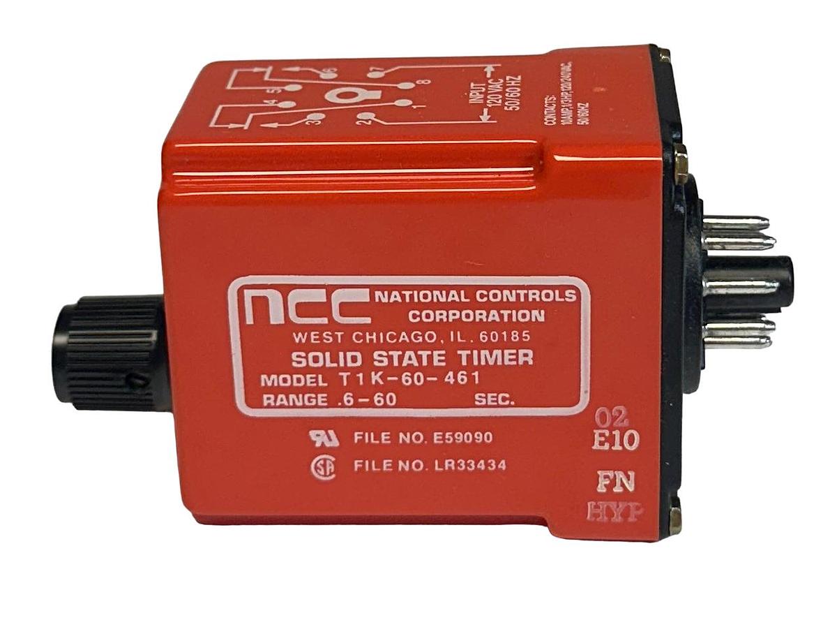 Used NCC T1K-00060-461 / T1K00060461 SOLID-STATE TIME DELAY RELAY .6-60SEC 120V NSMP