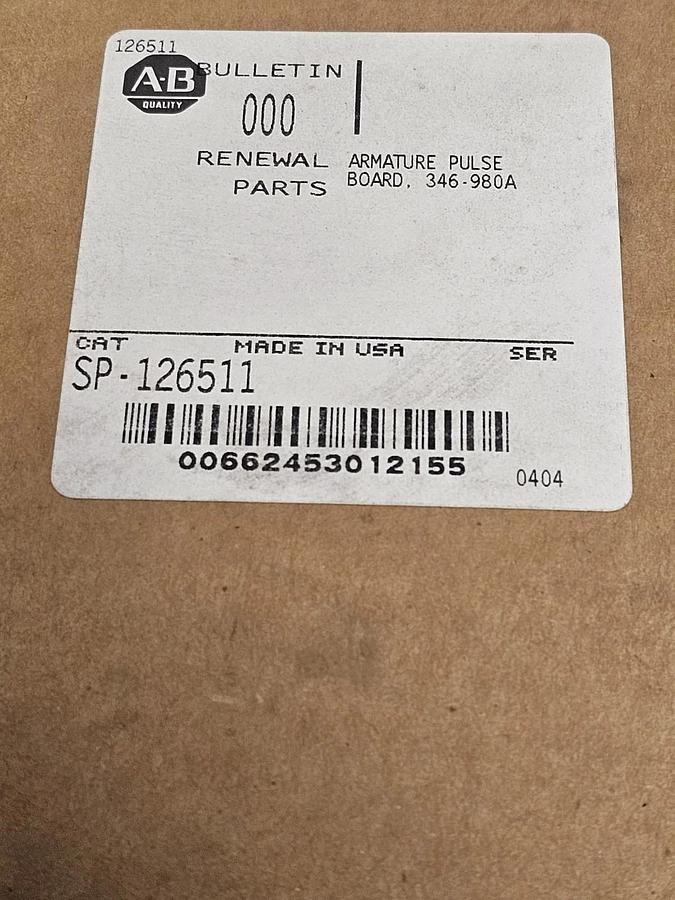 Allen-Bradley SP-126511 | 126511 Armature Pulse Board 1395 Drive 346-980A NSMP