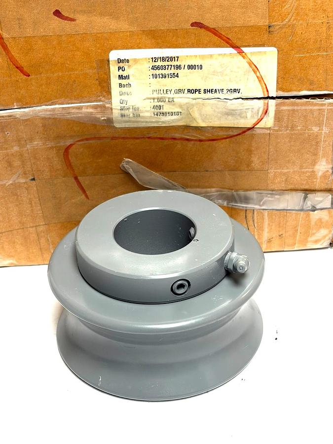 Used Custom Threading Systems 101391554 2-Groove Rope Sheave Pulley New Surplus
