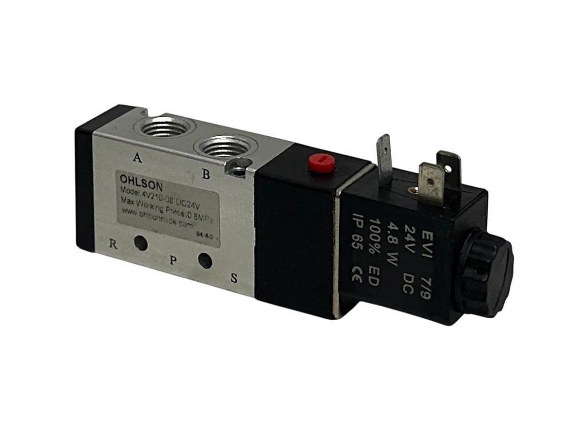 Used OHLSON 4V210-08-DC24V / 4V21008DC24V PNEUMATIC SOLENOID VALVE 0.8MPa 24VDC USNP