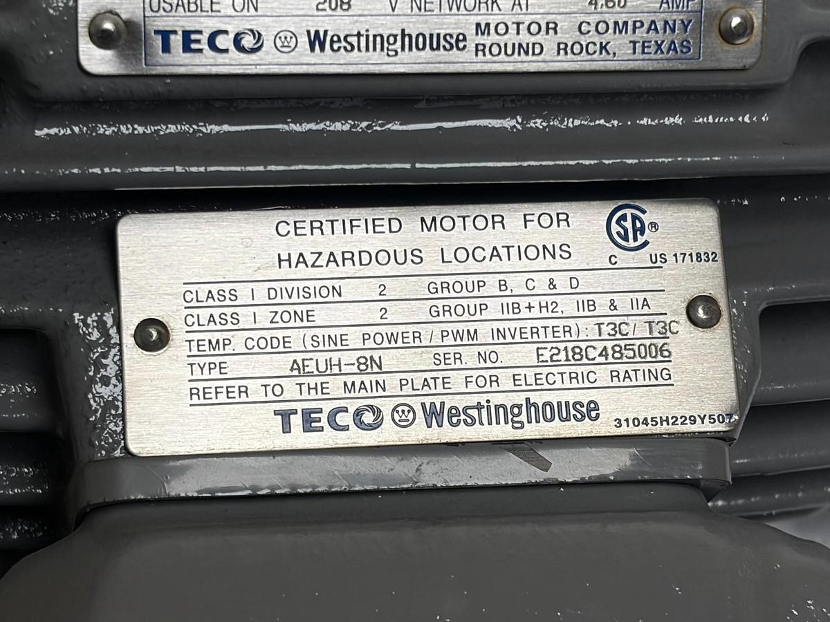 Used TECO Westinghouse EPV1/54C MAX-E1 1.5 HP Inverter Duty Motor 145TC TEFC