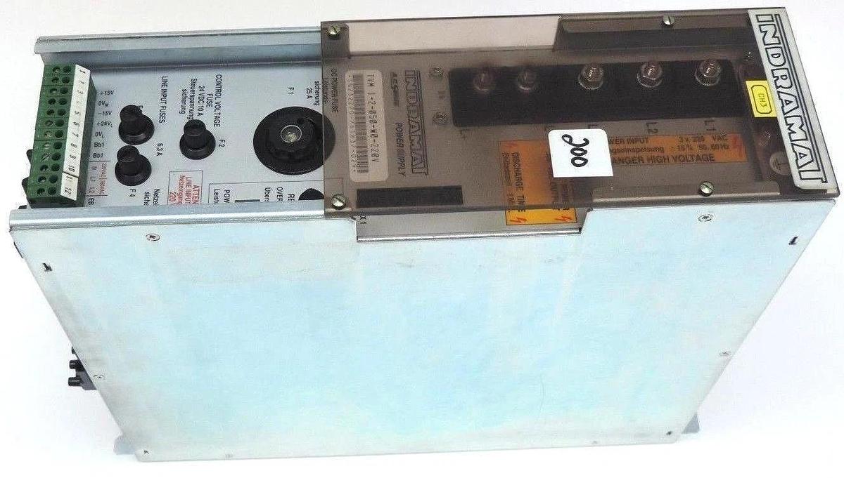 Used INDRAMAT TVM1.2-050-W0-220V SERVO POWER SUPPLY, 220VAC, TVM 1-2-050-W0-220V, 1.2
