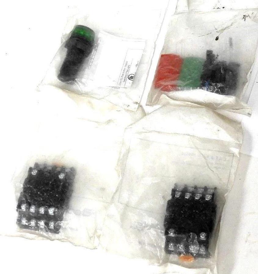Used LOT OF NEW CB CONTROLS GPRA-SB14U2 TERMINAL SOCKETS W/ GREEN PUSHBUTTONS