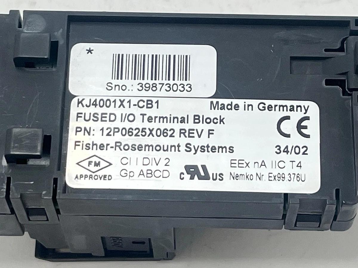 Used Fisher-Rosemount DeltaV KJ4001X1-CB1 Fused I/O Terminal Block 12P0625X062 USPI