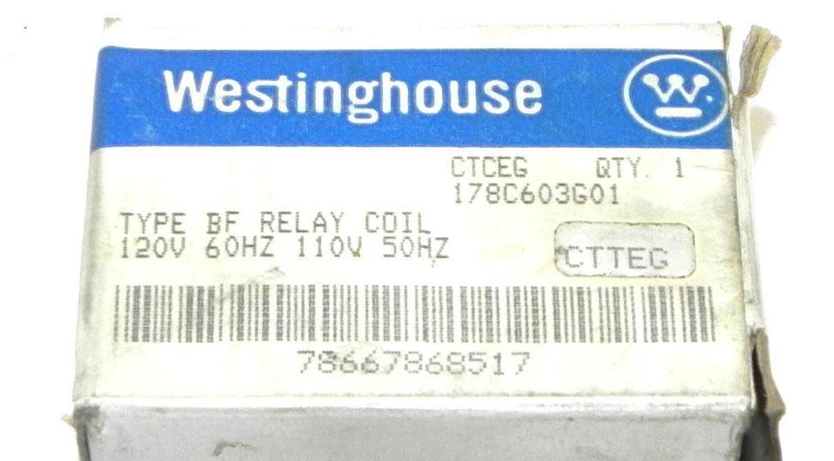 Used NIB WESTINGHOUSE 178C603G01 TYPE BF RELAY COIL 178C603G01 120V 60HZ 110V 50HZ