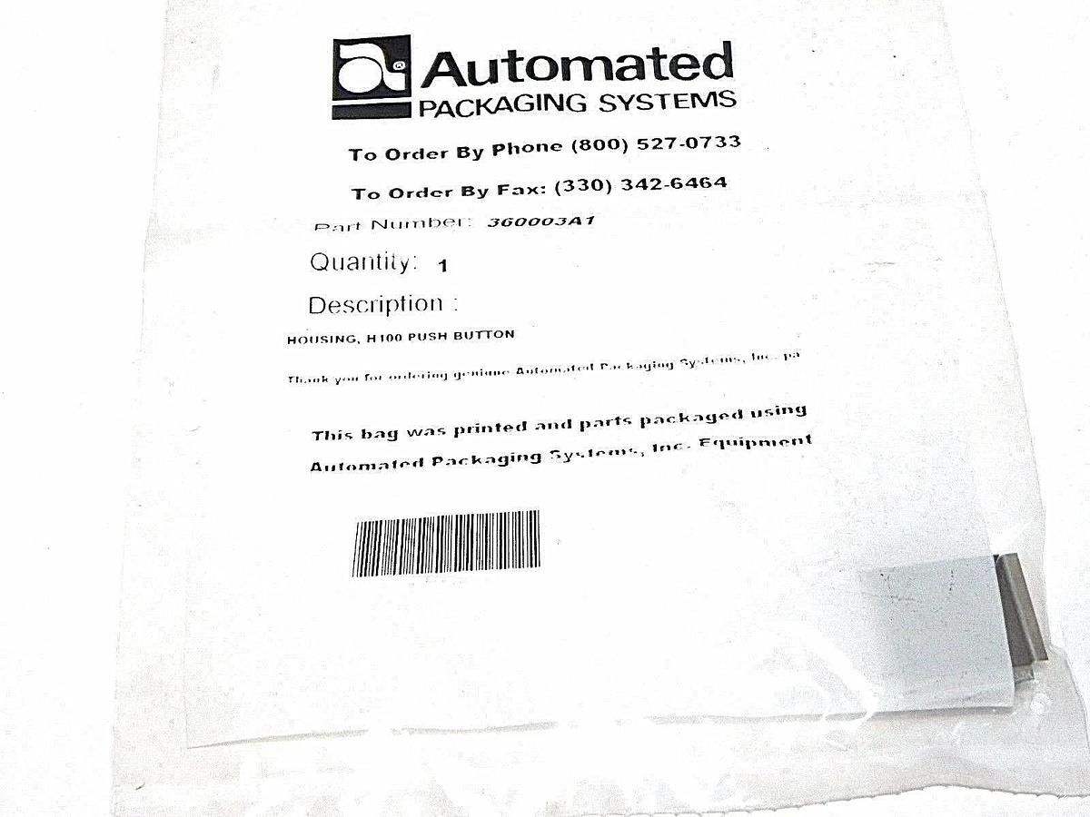 Used NEW AUTOMATED PACKAGING SYSTEMS 360003A1 HOUSING FOR H100 PUSHBUTTON