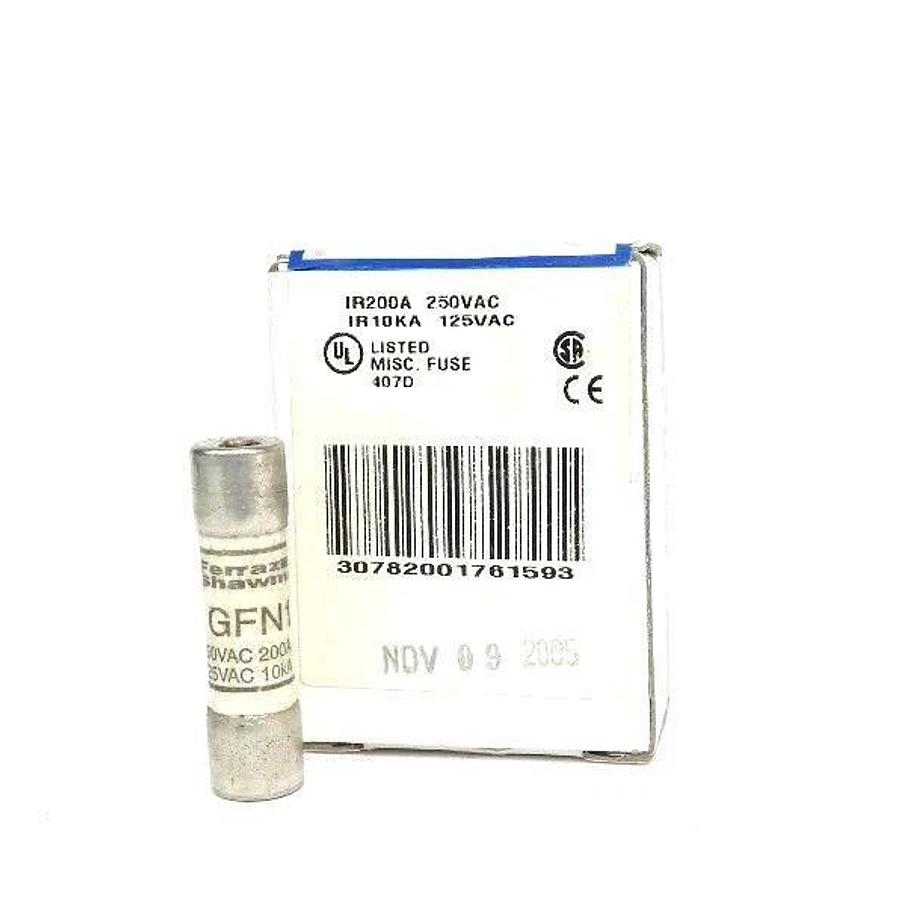 Used BOX OF 10 NEW FERRAZ SHAWMUT GFN1 FUSES IR200A 250VAC, IR10KA 125VAC