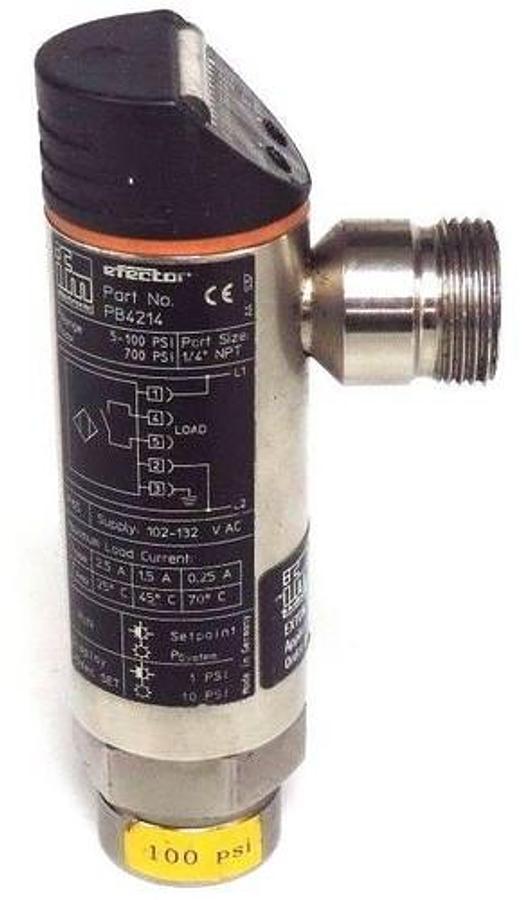 Used IFM EFECTOR PB4214 PRESSURE SENSOR MONITOR PORT SIZE: 1/4'' NPT