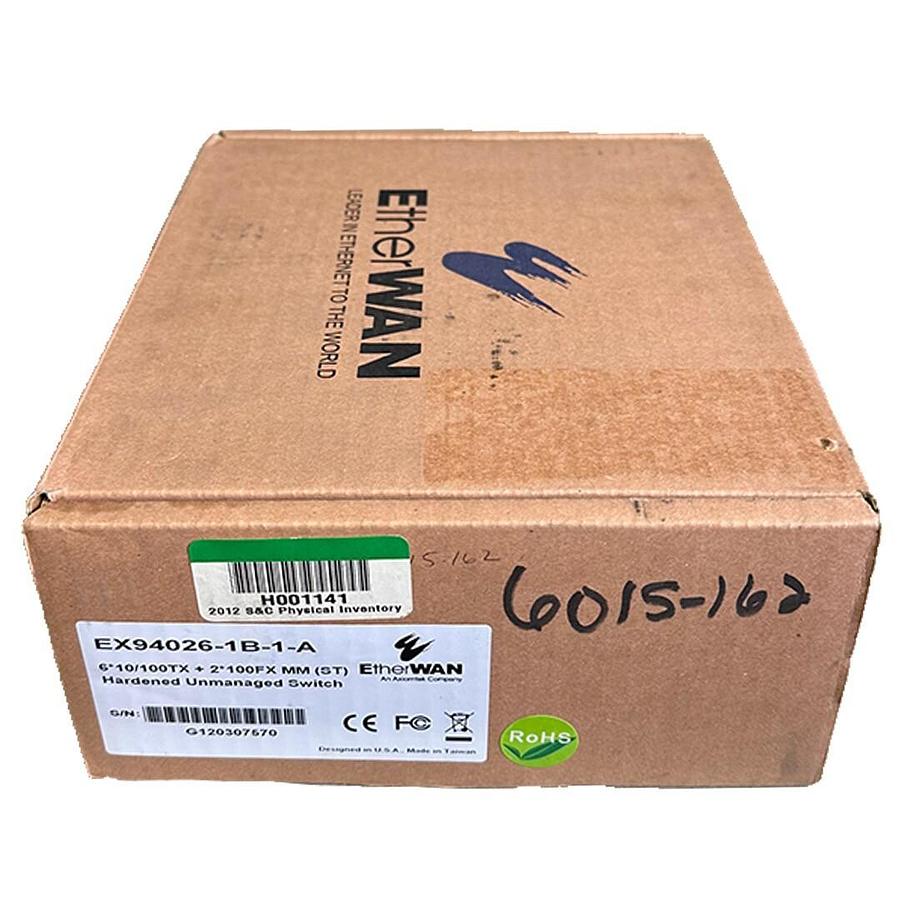 Used NEW EtherWAN EX94026-1B-1-A / EX940261B1A 8-PORT HARDEDED ETHERNET SWITCH 10-48V