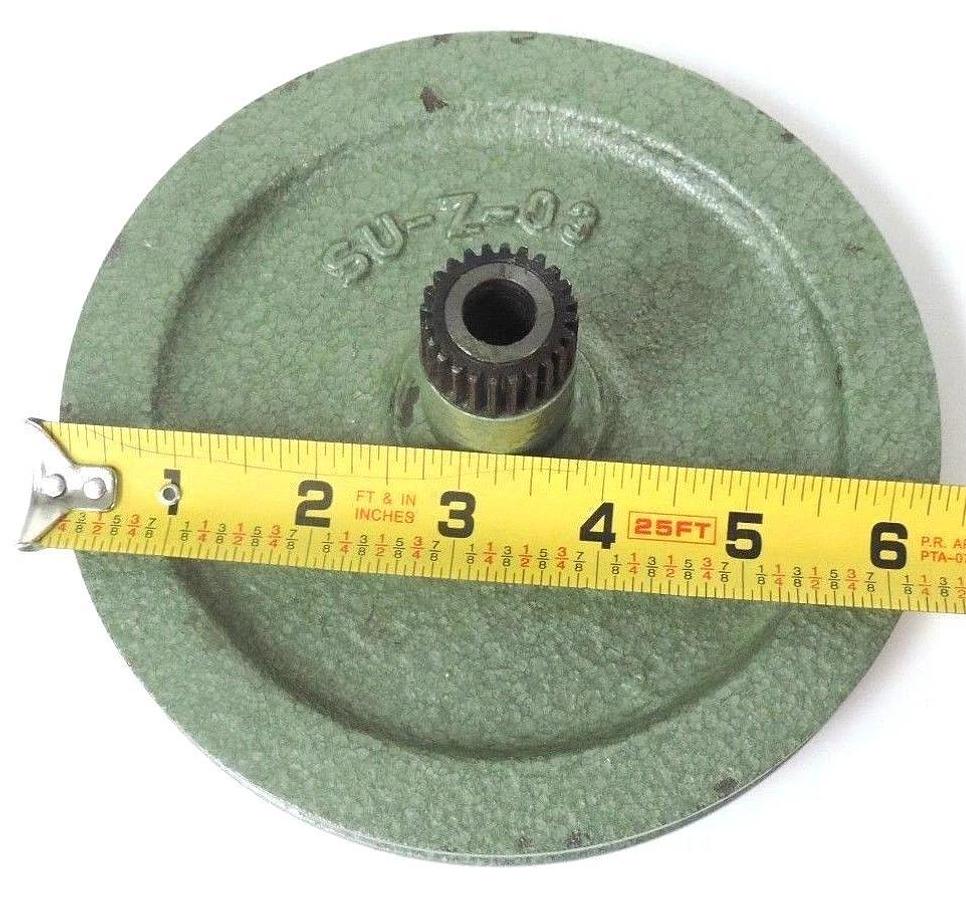 Used GREEN CAST IRON V-BELT PULLEY P/N: SU-Z-03, 6-1/2" O.D