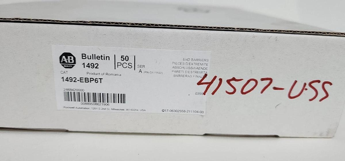 Used BOX OF 50 NEW ALLEN BRADLEY 1492-EBP6T END BARRIERS SER. A