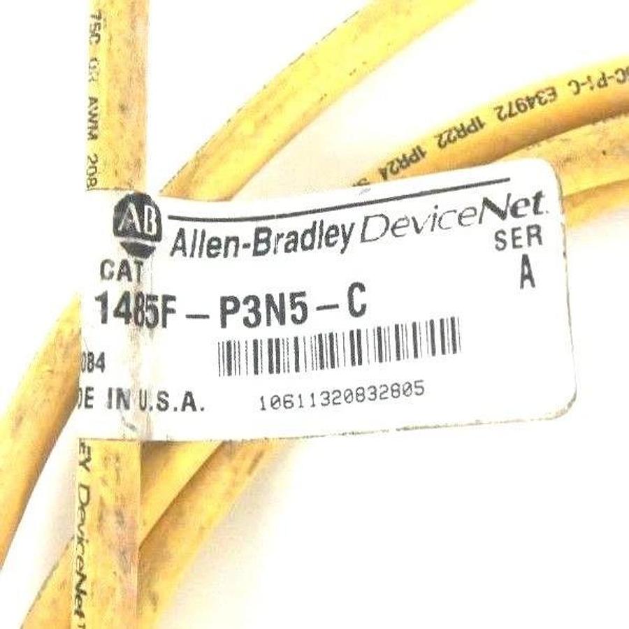 Used LOT OF 2 ALLEN BRADLEY 1485F-P3N5-C RECEPTACLE CORDSETS 3M, 5 PIN, FEMALE