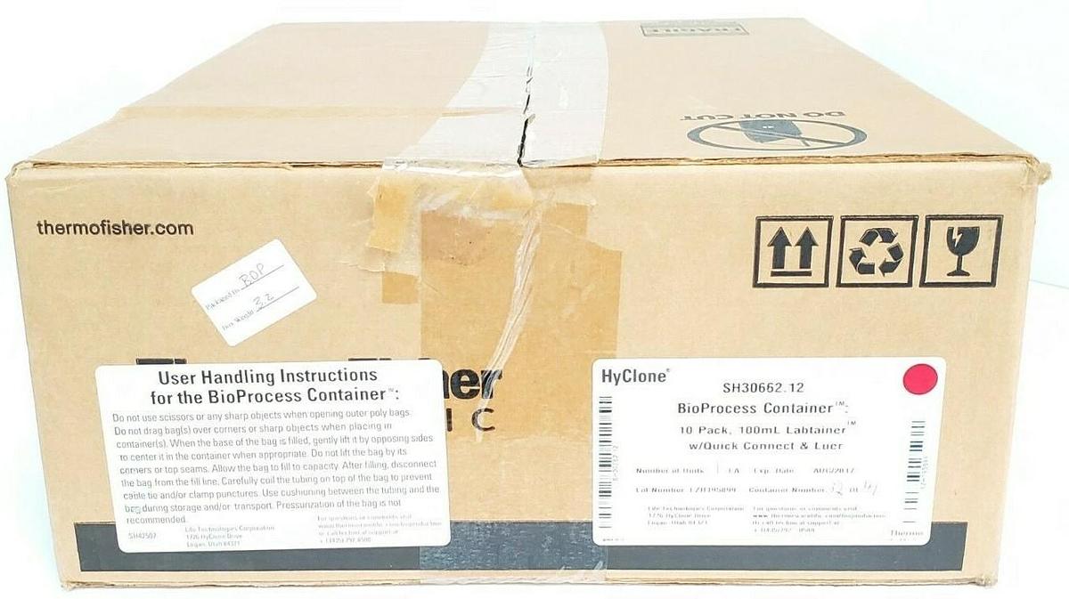 Used BOX OF 10 NEW THERMO FISHER SH30662.12 LABTAINER 100mL W/ QUICK CONNECT