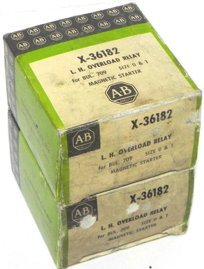 Used LOT OF 2 NIB ALLEN BRADLEY X-36182 L.H. OVERLOAD RELAYS, X36182