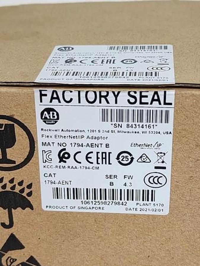 Used Allen Bradley 1794-AENT Flex I/O ENet/IP Adapter Module 1-Port 10/100Mbit NSMP