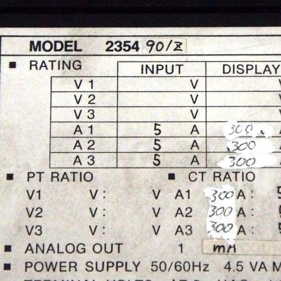 Used YOKOGAWA ELECTRIC 2354-9012 DIGITAL PANEL METER 23549012