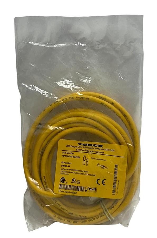 Used 2 TURCK RSM RKM 40-4M/S101 / U0981-55 FLEXLIFE ACTUATOR / SENSOR EXT CABLE NSFS
