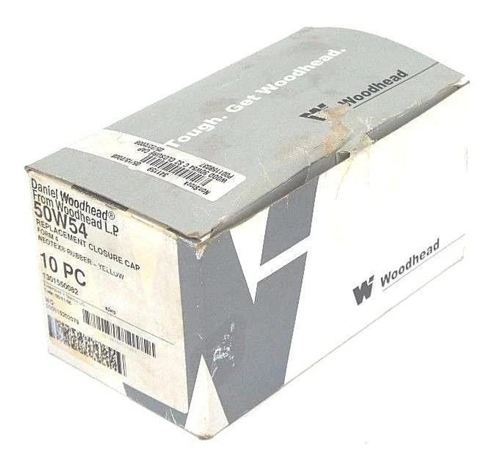 BOX OF 10 NEW DANIEL WOODHEAD 50W54 REPLACEMENT CLOSURE CAPS FORM 4, YELLOW