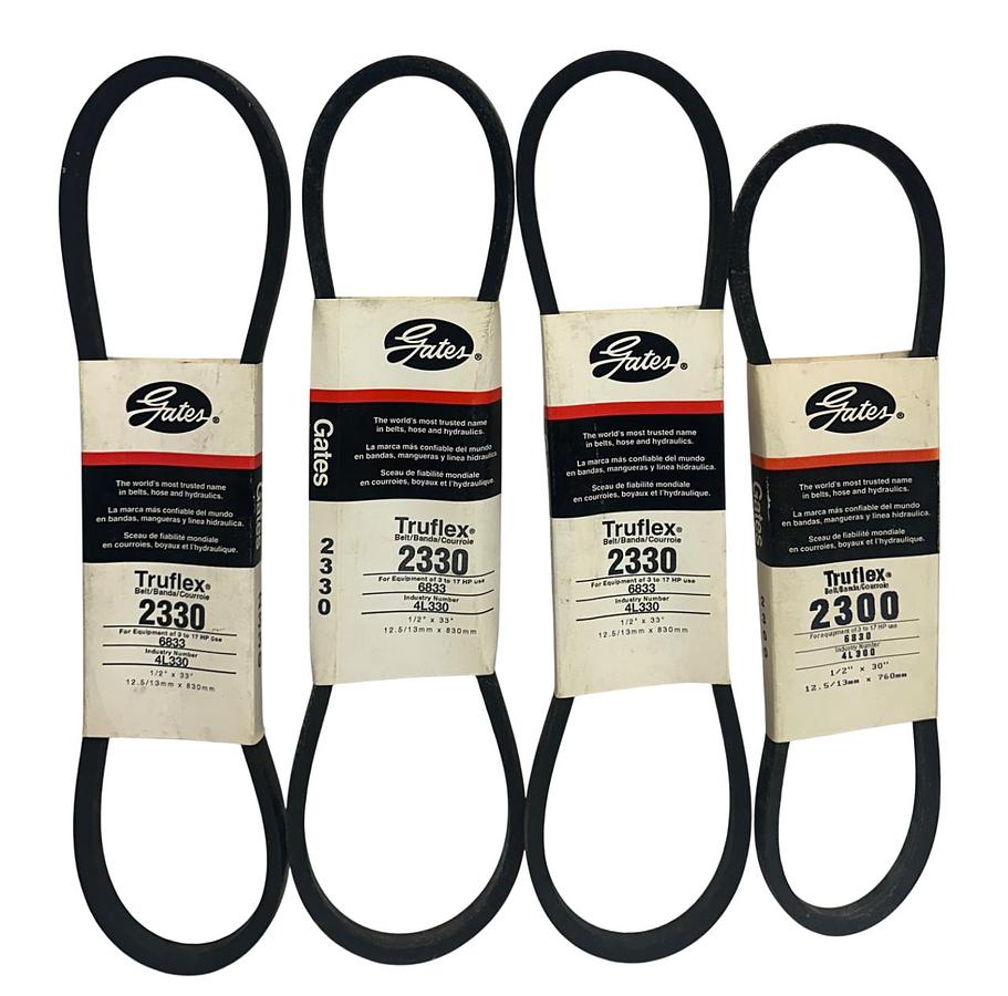 Used 4 GATES 2300 / 2330 Truflex LIGHT DUTY V-BELT 4L300 / 4L330 1/2''x33''/20'' NSMP