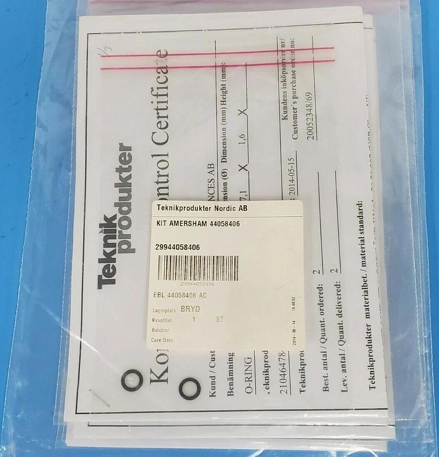 Used NEW GE HEALTHCARE / AMERSHAM 44058406 O-RING KIT FOR UV-CELL ID 6mm