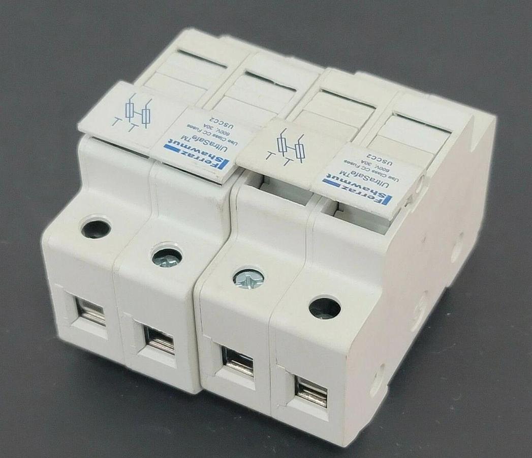 Used LOT OF 2 FERRAZ SHAWMUT USCC2 ULTRASAFE FUSE HOLDERS 600V, 30A