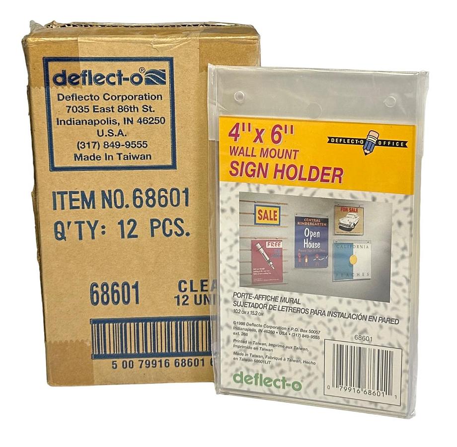 Used 12 NEW DEFLECT-O 68601 CLEAR 4''x6'' WALL SIGN HOLDERS NOS