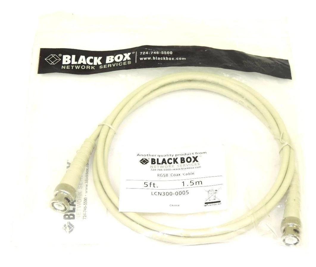 Used NIB BLACK BOX THIN NET RG58 COAX CABLE 5FT LCN300-0005