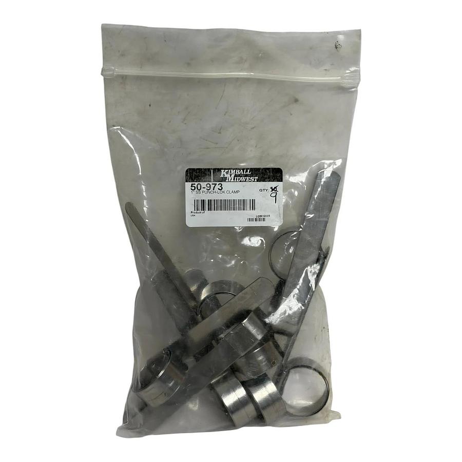 Kimball Midwest 50-973 1" Stainless Steel Punch-Lok Hose Clamps Bag Lot of 9 New