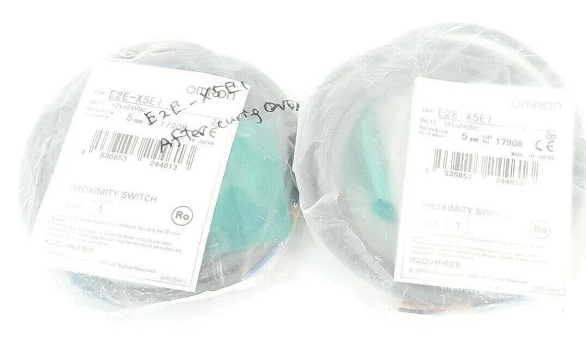 Used LOT OF 2 NEW OMRON E2E-X5E1 PROXIMITY SWITCHES E2EX5E1 RANGE: 5MM, 12TO24VDC, 2M