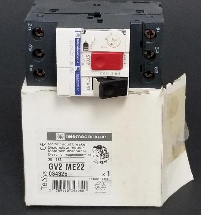 Used NIB TELEMECANIQUE GV2-ME22 CIRCUIT BREAKER 20-25A 034325 GV2ME22