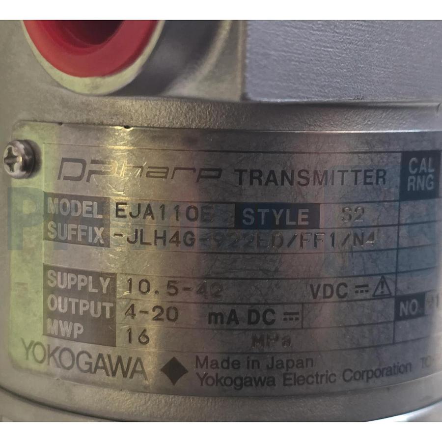 YOKOGAWA EJA110E S2 DIFFERENTIAL PRESSURE TRANSMITTER EJA110E-JLH4G-922ED/FF1/N4